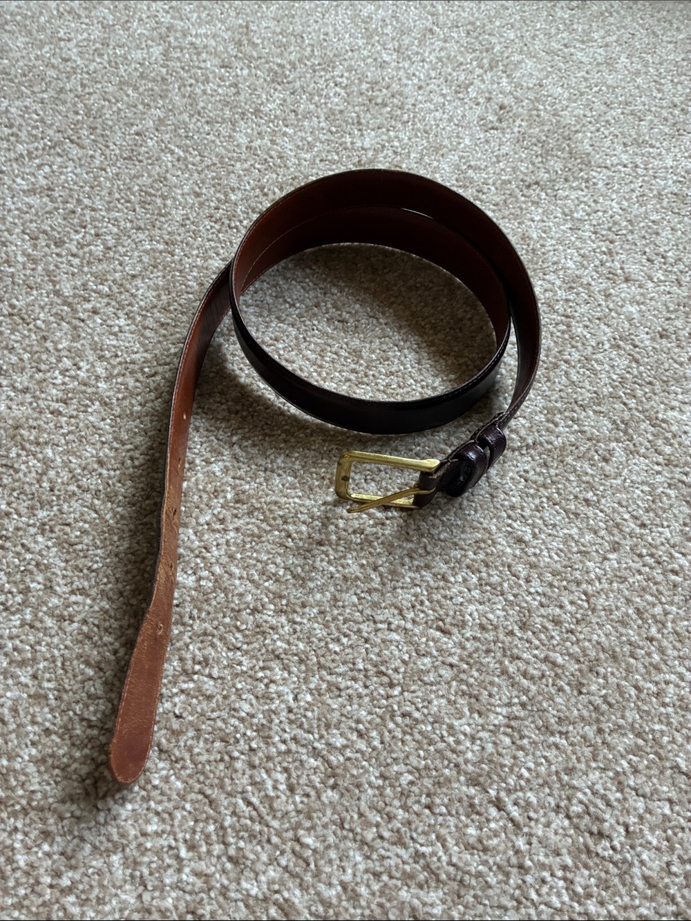 Men's COACH Brown Leather Belt with Brass Buckle